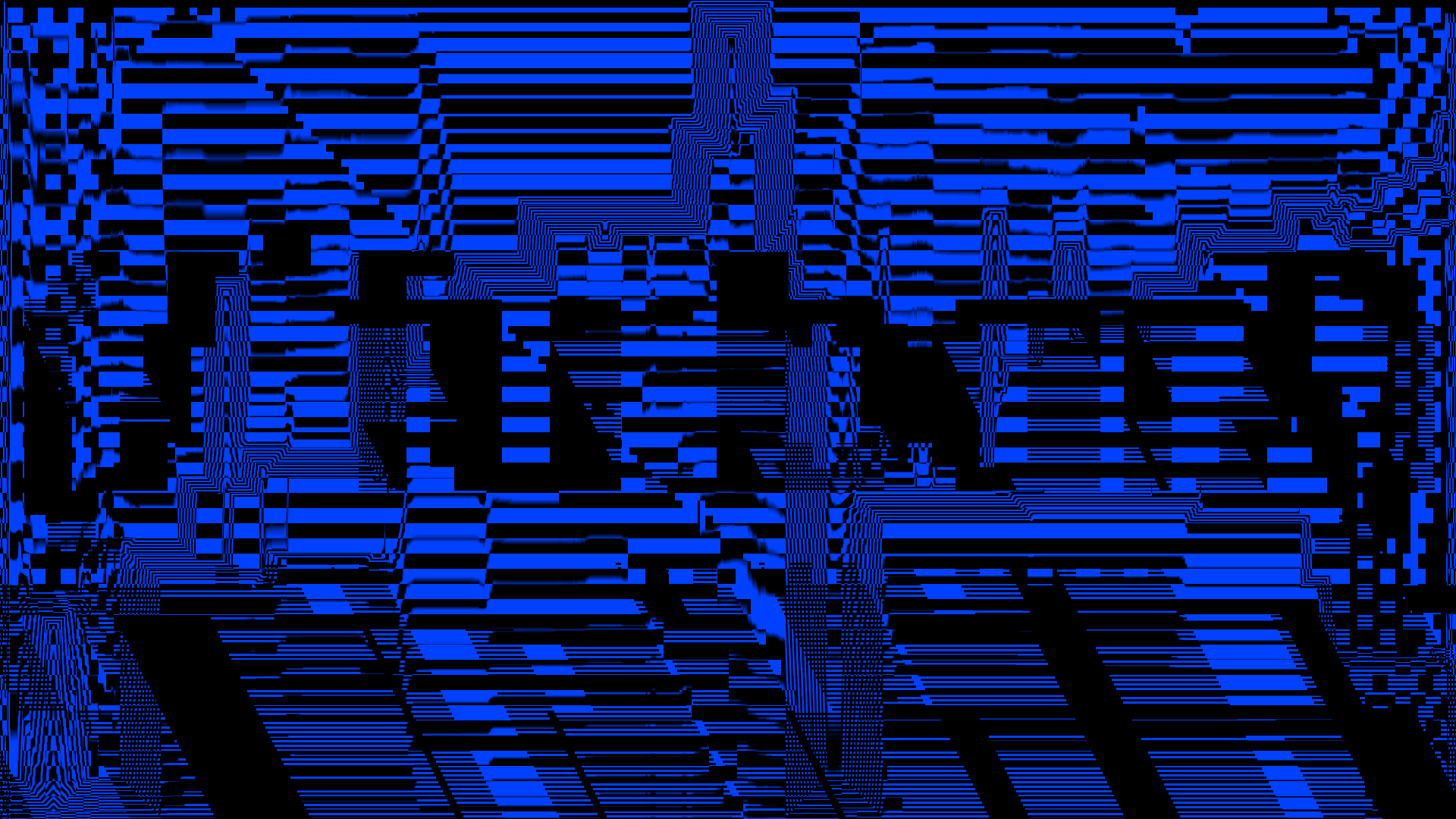 Fubar festival logo made by a structure of blue and black stripes and cubes that cover the entire image.